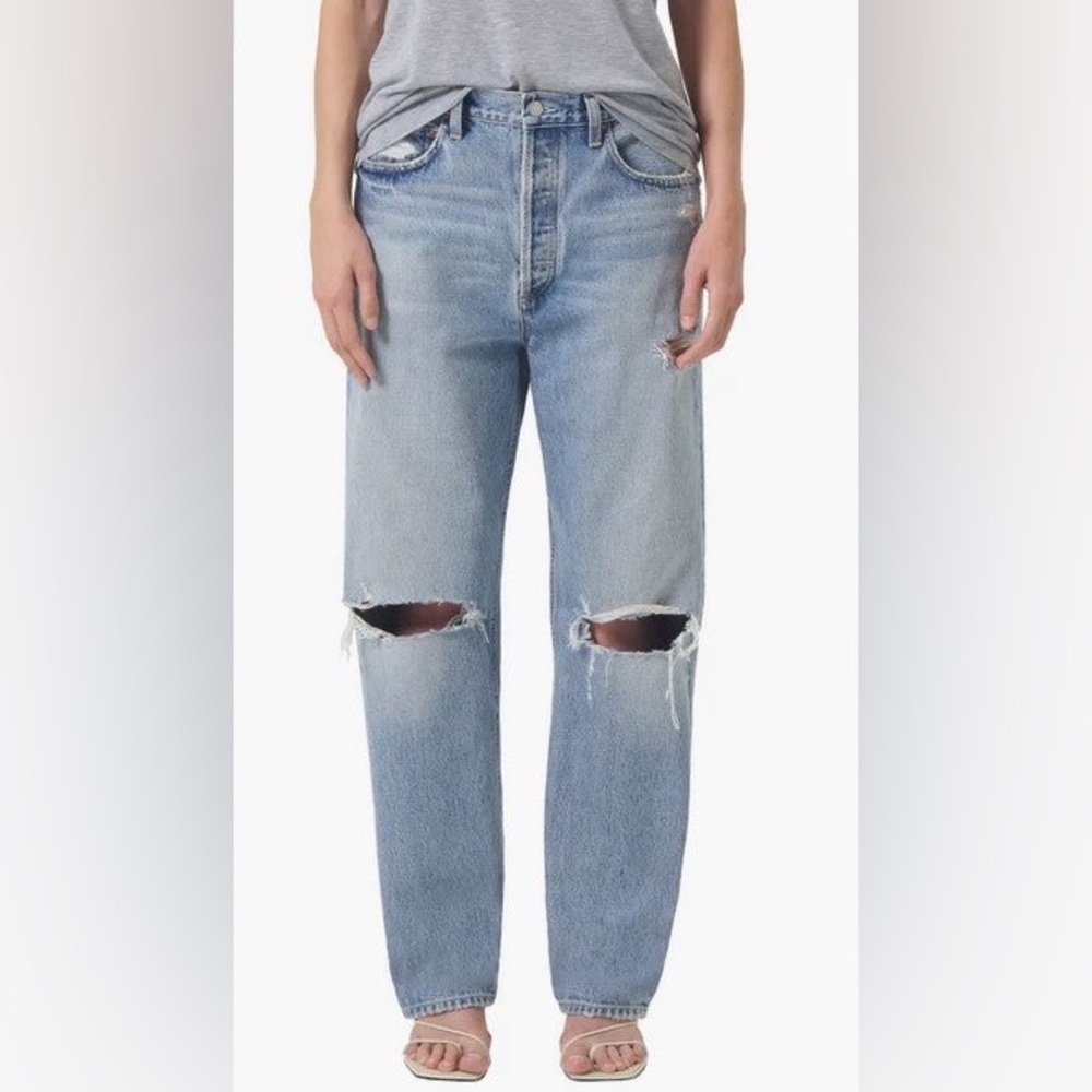 Agolde 90's Mid Rise Loose Fit Straight Jeans in ‘Threadbare’ | Size 29